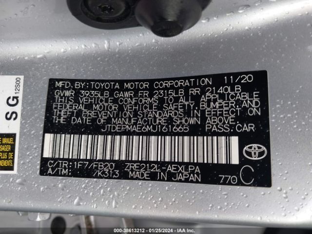 Photo 8 VIN: JTDEPMAE6MJ161665 - TOYOTA COROLLA 