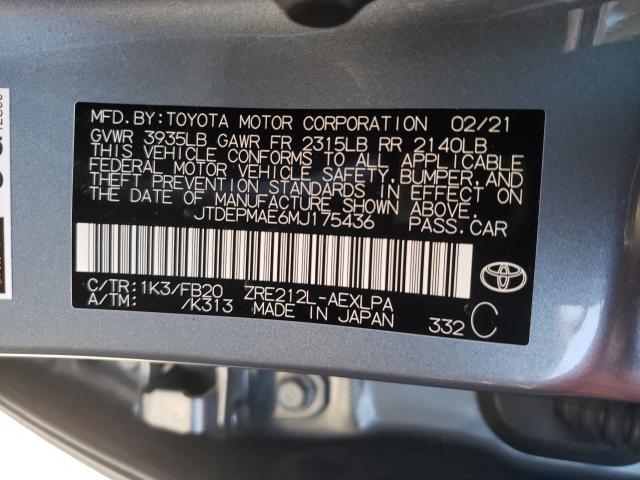 Photo 9 VIN: JTDEPMAE6MJ175436 - TOYOTA COROLLA LE 