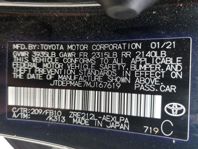 Photo 11 VIN: JTDEPMAE7MJ167619 - TOYOTA COROLLA 