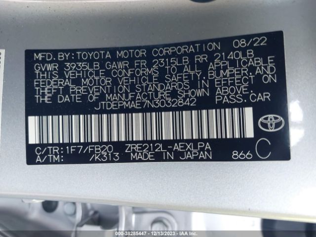 Photo 8 VIN: JTDEPMAE7N3032842 - TOYOTA COROLLA 