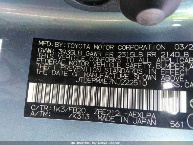 Photo 8 VIN: JTDEPMAE7NJ222510 - TOYOTA COROLLA 