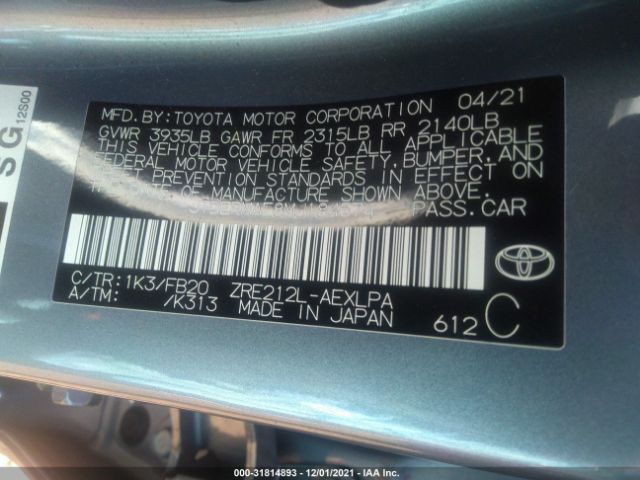 Photo 8 VIN: JTDEPMAE8MJ184574 - TOYOTA COROLLA 