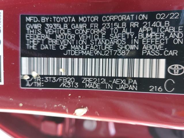 Photo 11 VIN: JTDEPMAE9NJ217387 - TOYOTA COROLLA LE 