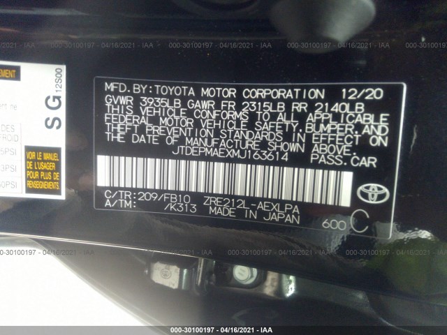 Photo 8 VIN: JTDEPMAEXMJ163614 - TOYOTA COROLLA 