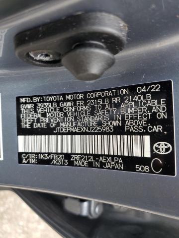 Photo 12 VIN: JTDEPMAEXNJ225983 - TOYOTA COROLLA 