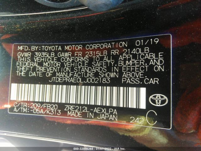 Photo 8 VIN: JTDEPRAE0LJ002183 - TOYOTA COROLLA 