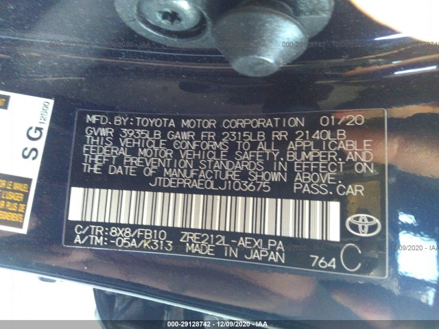 Photo 8 VIN: JTDEPRAE0LJ103675 - TOYOTA COROLLA 