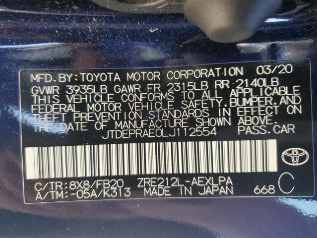 Photo 11 VIN: JTDEPRAE0LJ112554 - TOYOTA COROLLA LE 