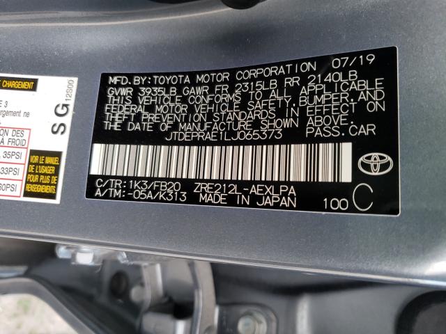 Photo 9 VIN: JTDEPRAE1LJ065373 - TOYOTA COROLLA LE 