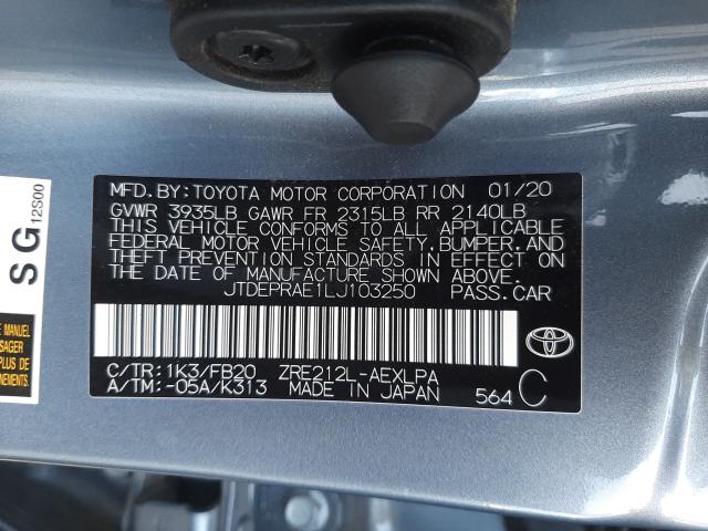 Photo 9 VIN: JTDEPRAE1LJ103250 - TOYOTA COROLLA LE 