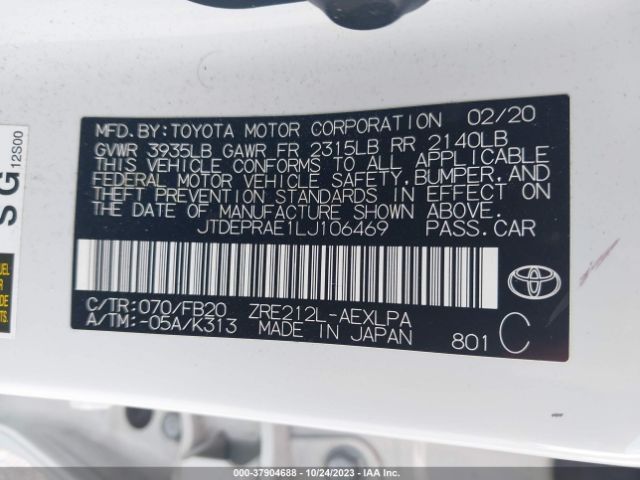 Photo 8 VIN: JTDEPRAE1LJ106469 - TOYOTA COROLLA 