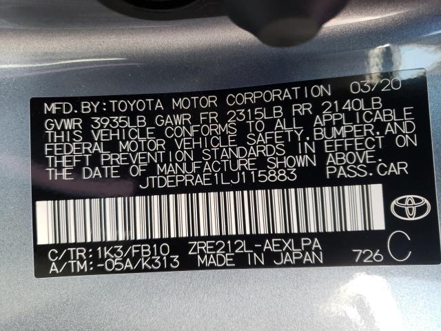 Photo 9 VIN: JTDEPRAE1LJ115883 - TOYOTA COROLLA LE 