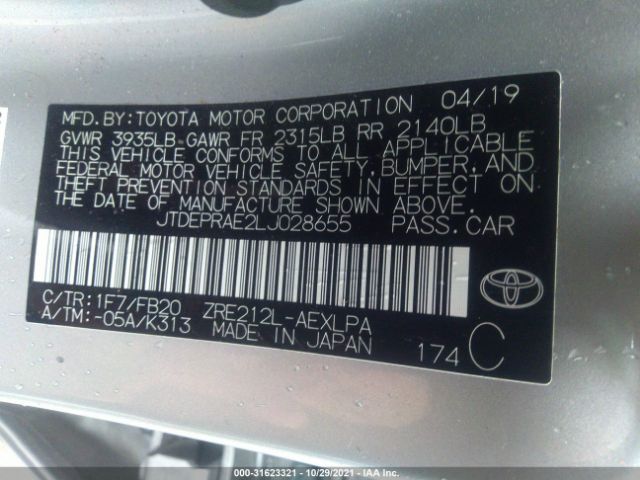 Photo 8 VIN: JTDEPRAE2LJ028655 - TOYOTA COROLLA 