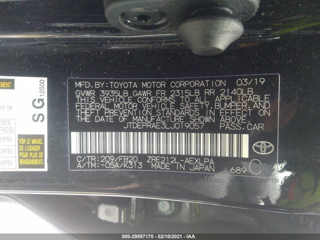 Photo 8 VIN: JTDEPRAE3LJ019057 - TOYOTA COROLLA 