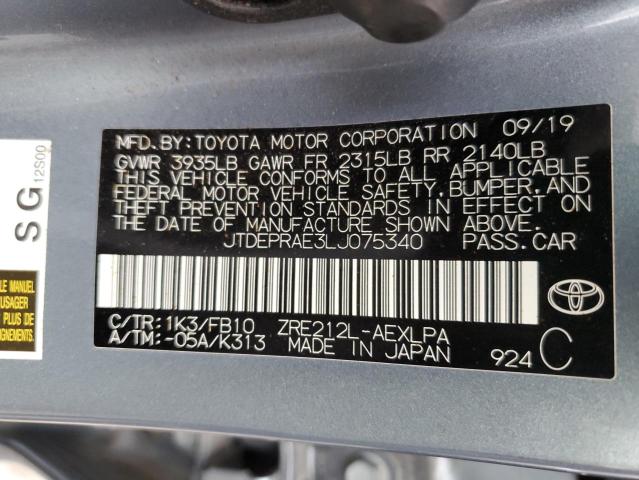 Photo 12 VIN: JTDEPRAE3LJ075340 - TOYOTA COROLLA 