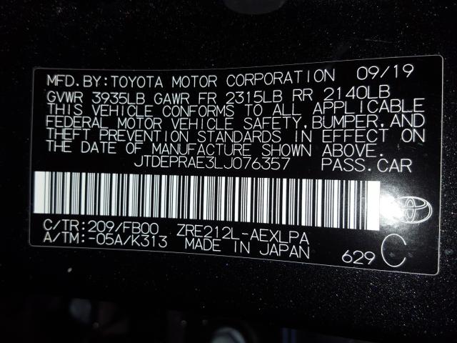 Photo 9 VIN: JTDEPRAE3LJ076357 - TOYOTA COROLLA LE 