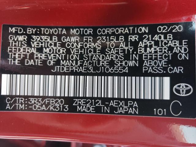 Photo 9 VIN: JTDEPRAE3LJ106554 - TOYOTA COROLLA LE 