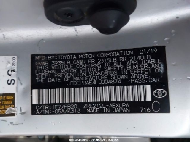 Photo 8 VIN: JTDEPRAE4LJ004874 - TOYOTA COROLLA 