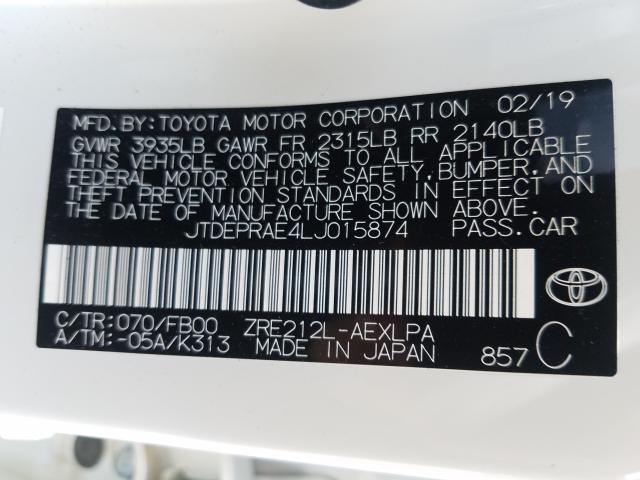 Photo 9 VIN: JTDEPRAE4LJ015874 - TOYOTA COROLLA LE 