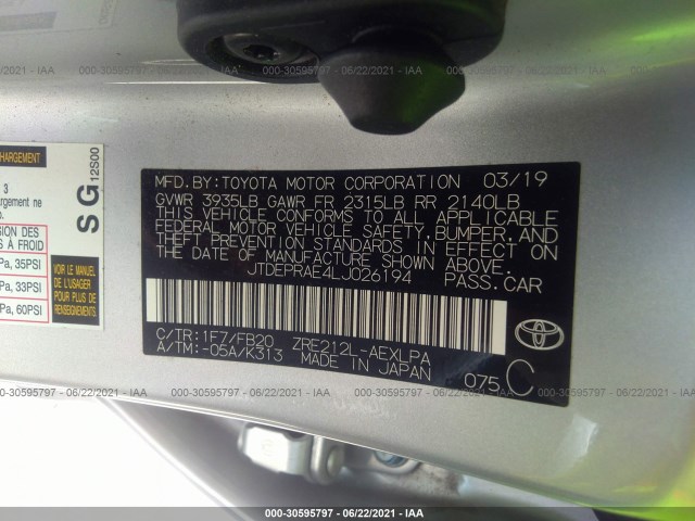 Photo 8 VIN: JTDEPRAE4LJ026194 - TOYOTA COROLLA 