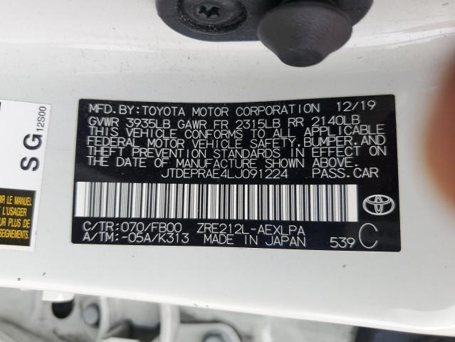 Photo 12 VIN: JTDEPRAE4LJ091224 - TOYOTA COROLLA LE 