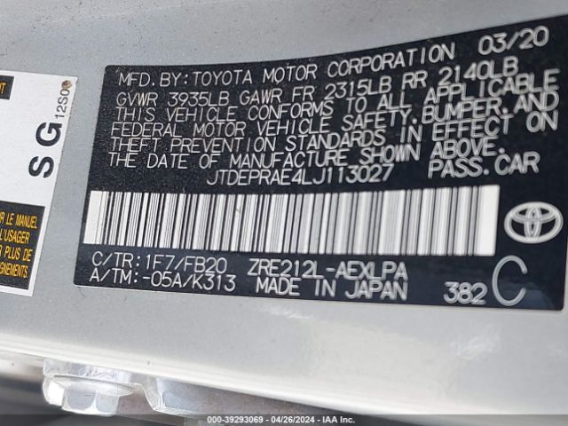 Photo 8 VIN: JTDEPRAE4LJ113027 - TOYOTA COROLLA 