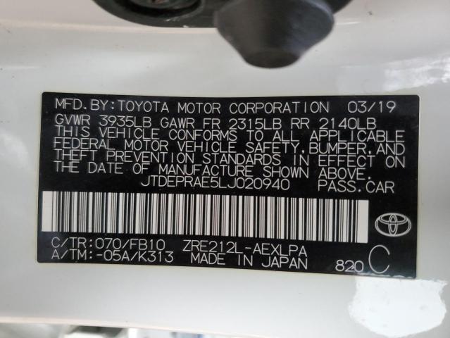 Photo 11 VIN: JTDEPRAE5LJ020940 - TOYOTA COROLLA LE 