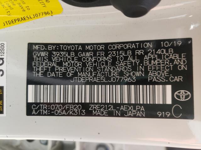 Photo 9 VIN: JTDEPRAE5LJ077963 - TOYOTA COROLLA LE 