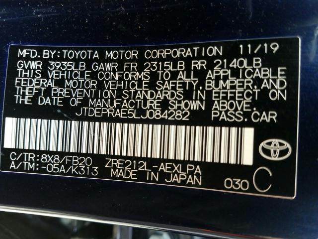 Photo 9 VIN: JTDEPRAE5LJ084282 - TOYOTA COROLLA LE 