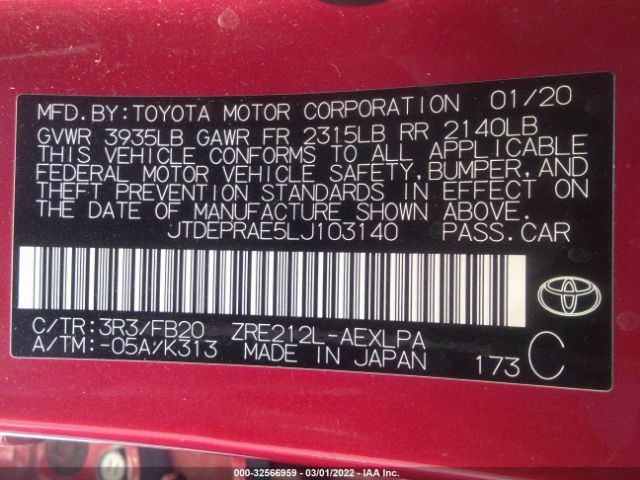 Photo 8 VIN: JTDEPRAE5LJ103140 - TOYOTA COROLLA 