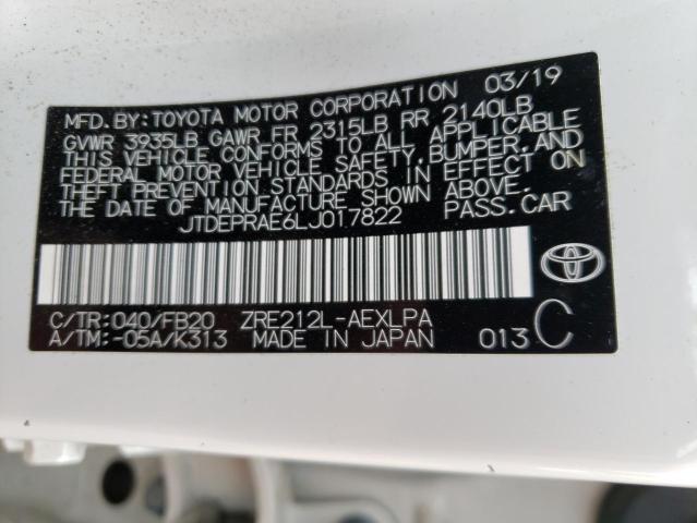 Photo 12 VIN: JTDEPRAE6LJ017822 - TOYOTA COROLLA LE 