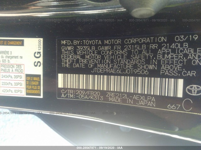 Photo 8 VIN: JTDEPRAE6LJ019506 - TOYOTA COROLLA 