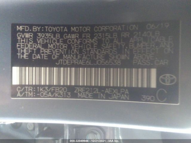 Photo 8 VIN: JTDEPRAE6LJ056538 - TOYOTA COROLLA 