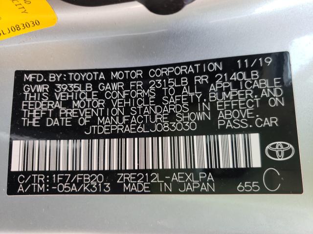 Photo 9 VIN: JTDEPRAE6LJ083030 - TOYOTA COROLLA LE 