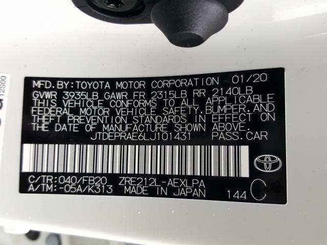 Photo 9 VIN: JTDEPRAE6LJ101431 - TOYOTA COROLLA LE 