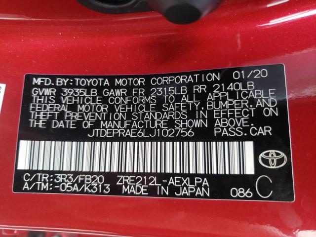 Photo 9 VIN: JTDEPRAE6LJ102756 - TOYOTA COROLLA LE 