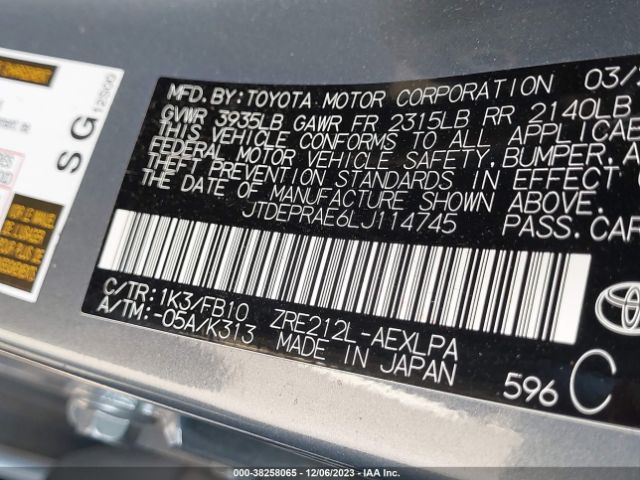 Photo 8 VIN: JTDEPRAE6LJ114745 - TOYOTA COROLLA 