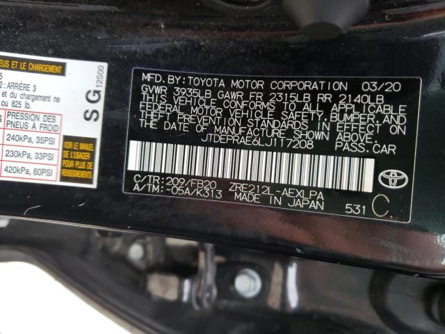 Photo 9 VIN: JTDEPRAE6LJ117208 - TOYOTA COROLLA LE 