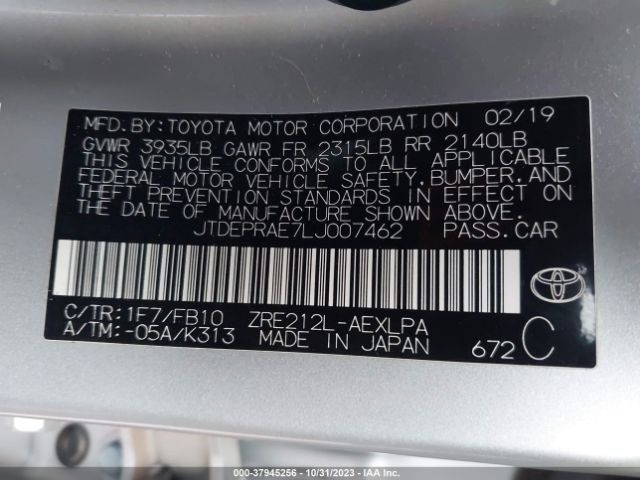 Photo 8 VIN: JTDEPRAE7LJ007462 - TOYOTA COROLLA 