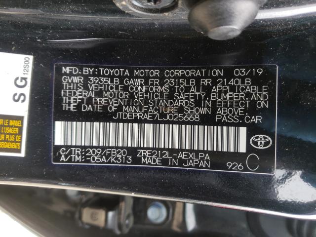 Photo 9 VIN: JTDEPRAE7LJ025668 - TOYOTA COROLLA LE 