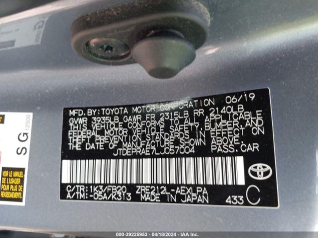 Photo 8 VIN: JTDEPRAE7LJ057004 - TOYOTA COROLLA 