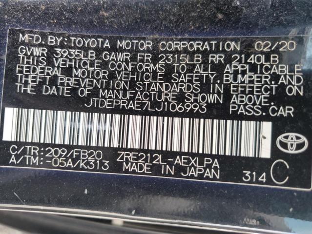 Photo 11 VIN: JTDEPRAE7LJ106993 - TOYOTA COROLLA LE 