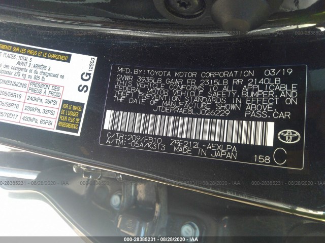 Photo 8 VIN: JTDEPRAE8LJ026229 - TOYOTA COROLLA 