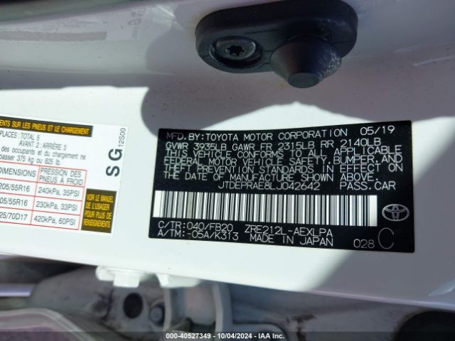 Photo 8 VIN: JTDEPRAE8LJ042642 - TOYOTA COROLLA 