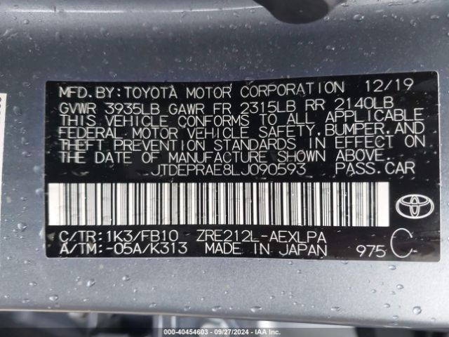 Photo 8 VIN: JTDEPRAE8LJ090593 - TOYOTA COROLLA 