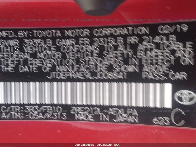 Photo 8 VIN: JTDEPRAE9LJ008841 - TOYOTA COROLLA 