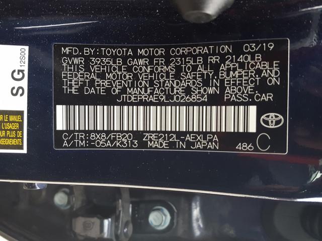 Photo 9 VIN: JTDEPRAE9LJ026854 - TOYOTA COROLLA LE 