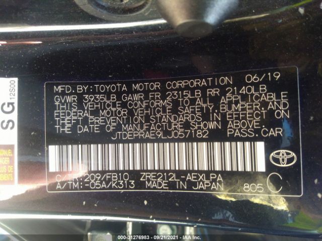 Photo 8 VIN: JTDEPRAE9LJ057182 - TOYOTA COROLLA 