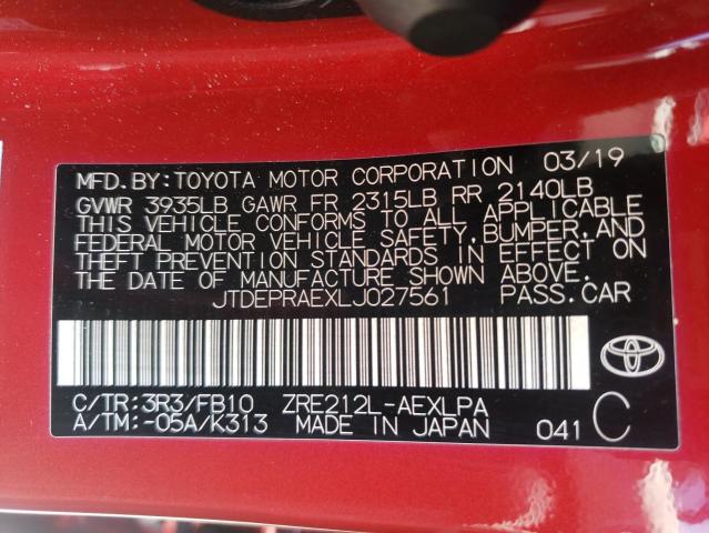 Photo 9 VIN: JTDEPRAEXLJ027561 - TOYOTA COROLLA LE 