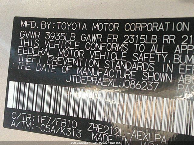 Photo 8 VIN: JTDEPRAEXLJ086237 - TOYOTA COROLLA 